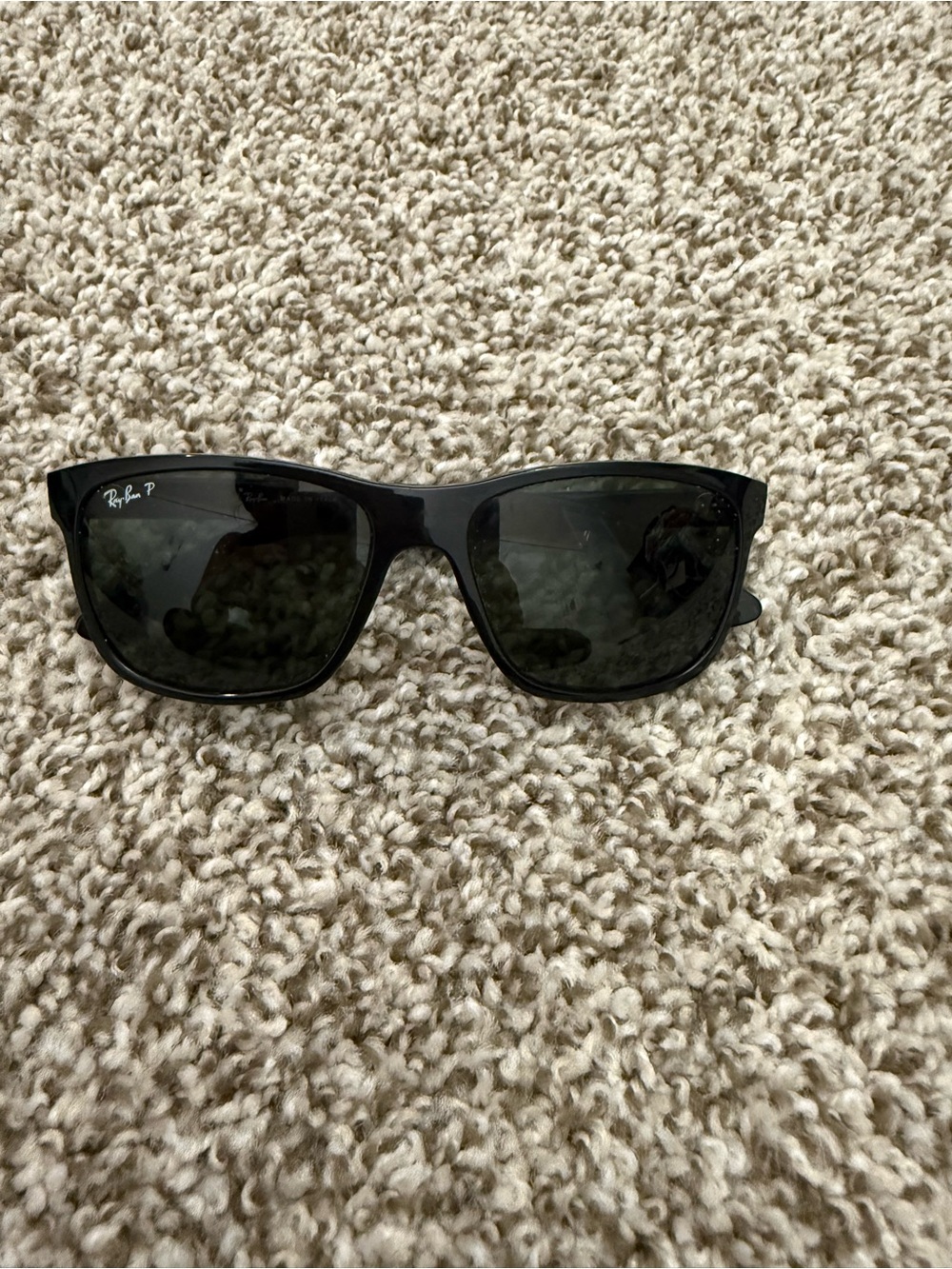 Ray-Ban Black Frame Sunglasses with Green Lenses